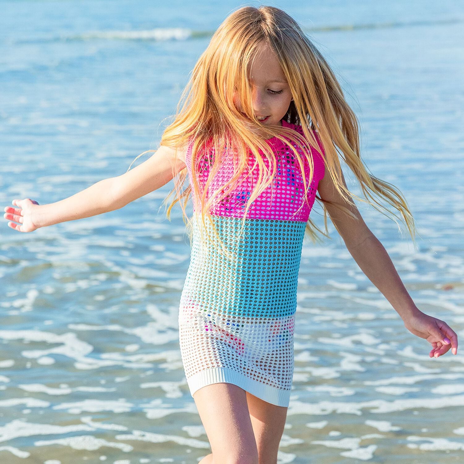 Girls Multi-Coloured Cover-Up Dress, 1, hi-res