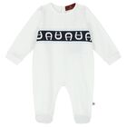 Baby Boys White Logo Babygrow, 1, hi-res