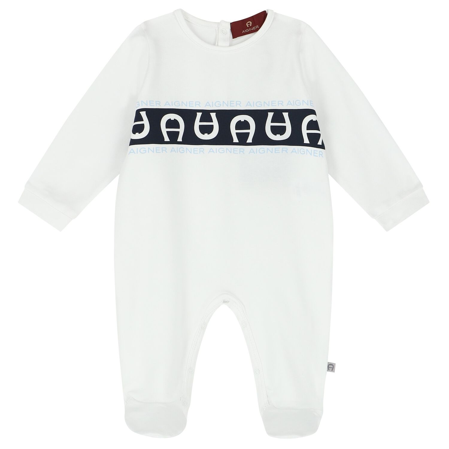 Baby Boys White Logo Babygrow, 1, hi-res