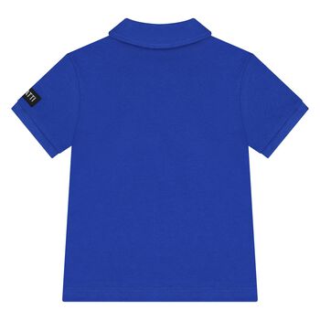 Younger Boys White & Blue Logo Polo Shirt