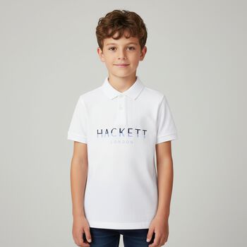 Boys White Logo Polo Shirt