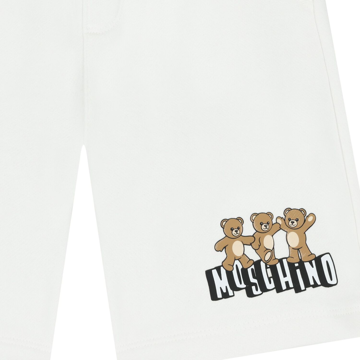 Boys White Teddy Bear Logo Shorts, 1, hi-res