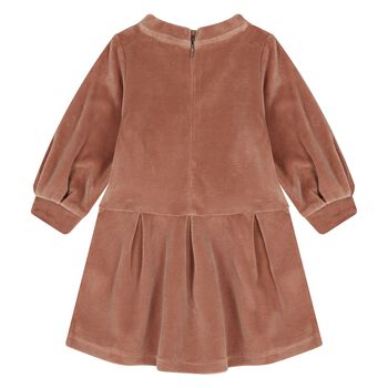 Younger Girls Pink Logo Velour Dress