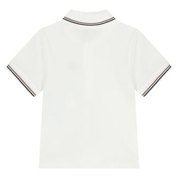 Younger Boys White Logo Polo Shirt