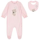 Baby Girls Pink Teddy Bear Babygrow Set, 2, hi-res