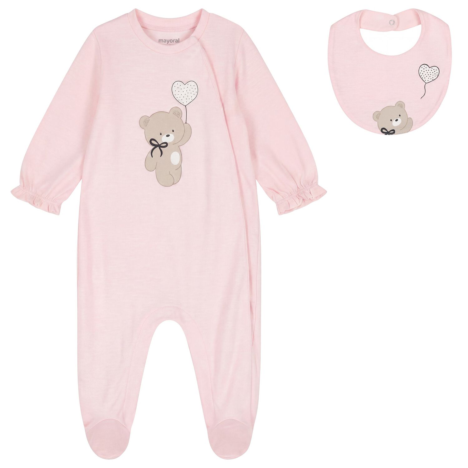 Baby Girls Pink Teddy Bear Babygrow Set, 2, hi-res