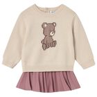 Younger Girls Beige & Pink Teddy Bear Skirt Set, 1, hi-res