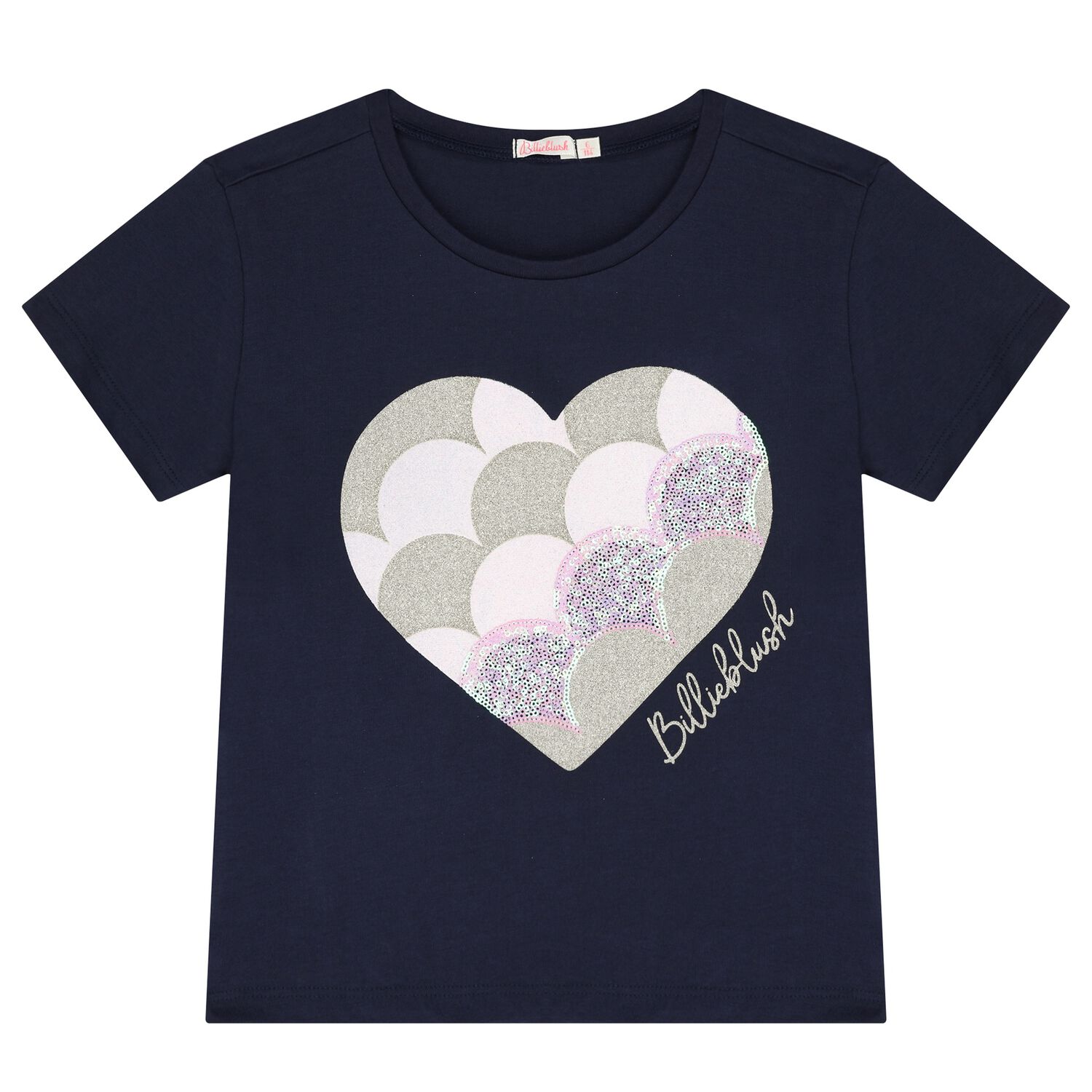 Girls Navy Blue Logo Heart T-Shirt, 2, hi-res image number null