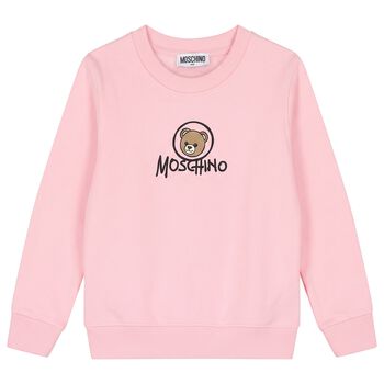 Girls Pink Teddy Bear Logo Sweatshirt