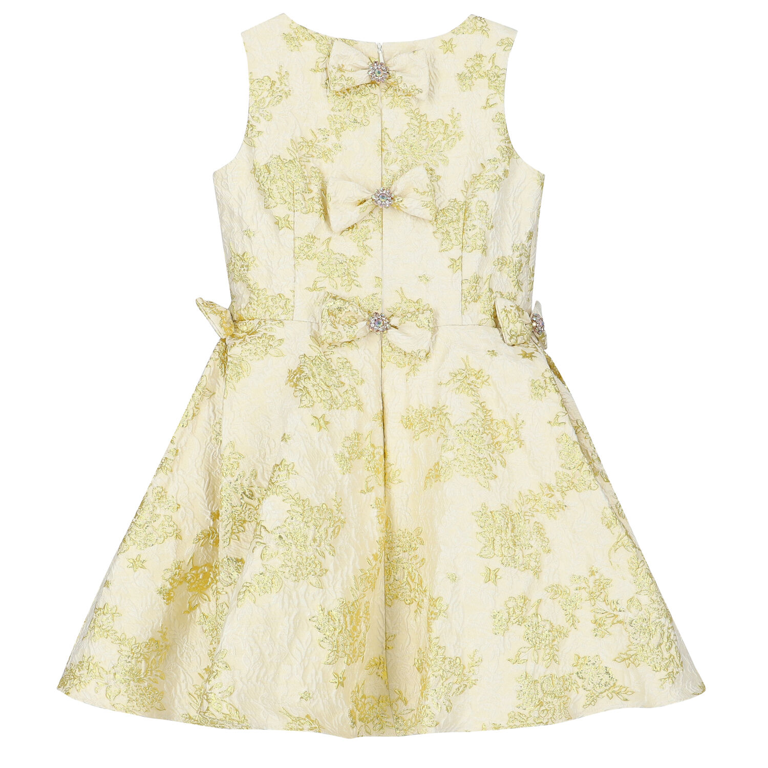 Girls Ivory & Gold Brocade Dress, 1, hi-res image number null