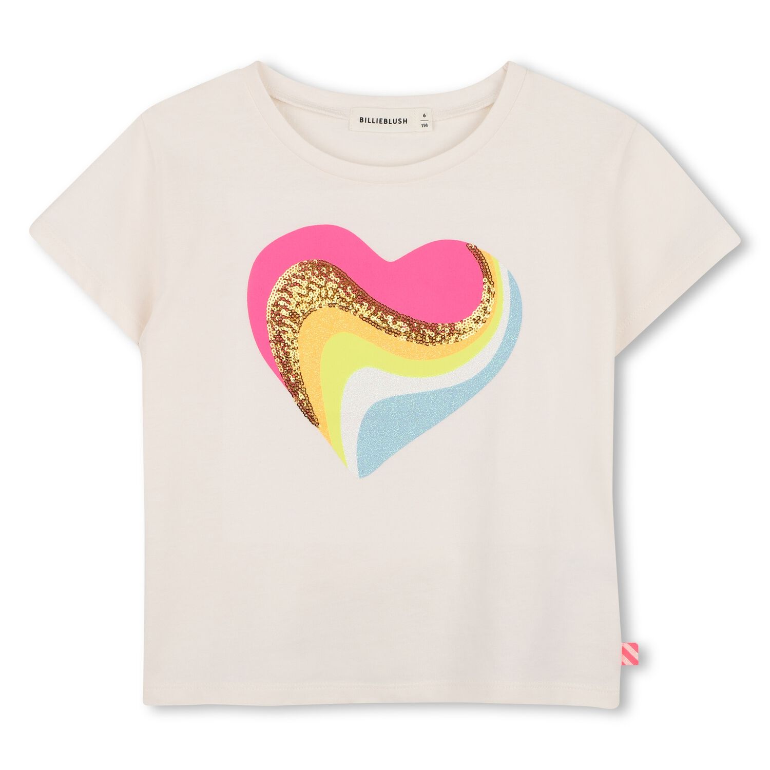Girls Ivory Embellished Heart T-Shirt, 2, hi-res