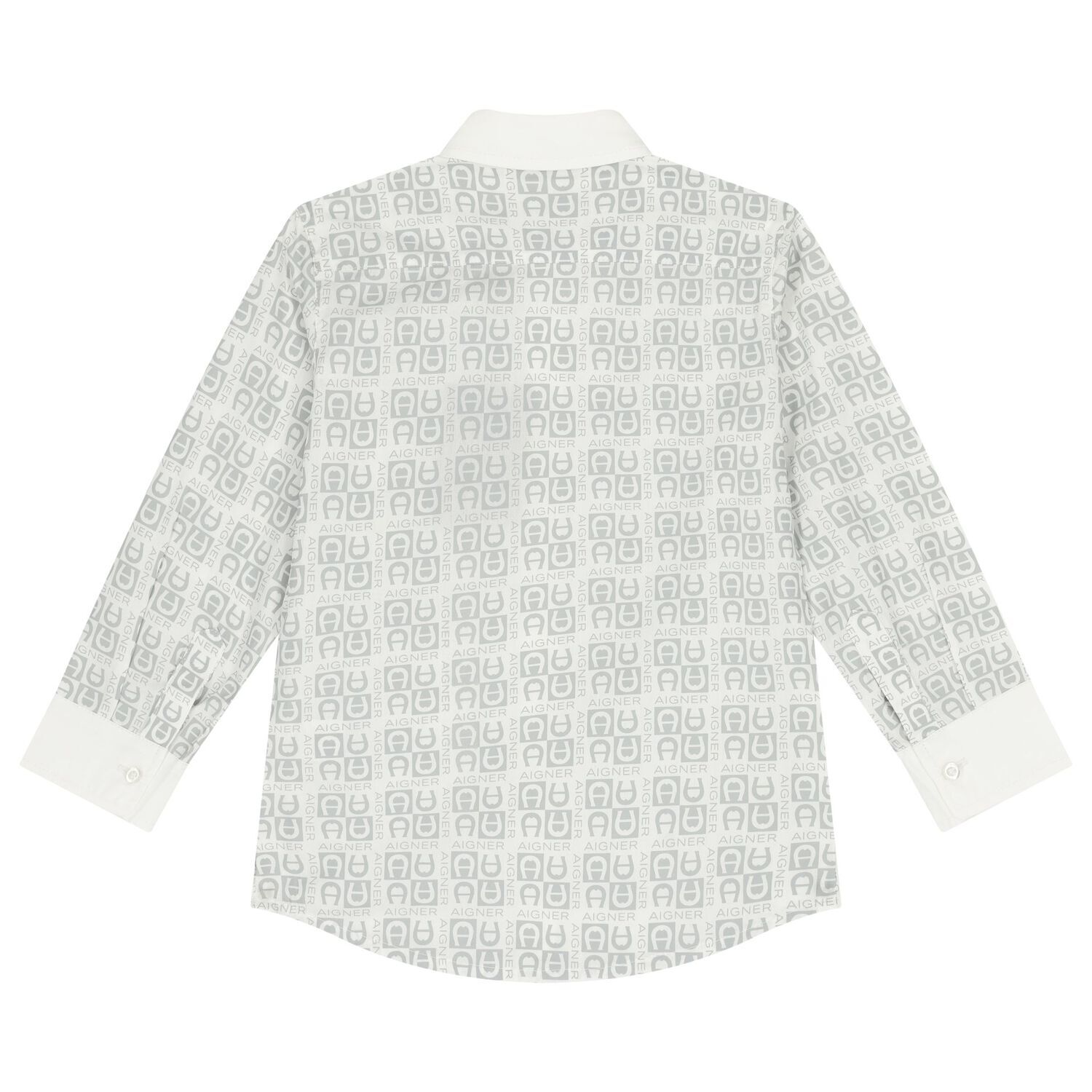 Boys White & Grey Logo Shirt, 1, hi-res