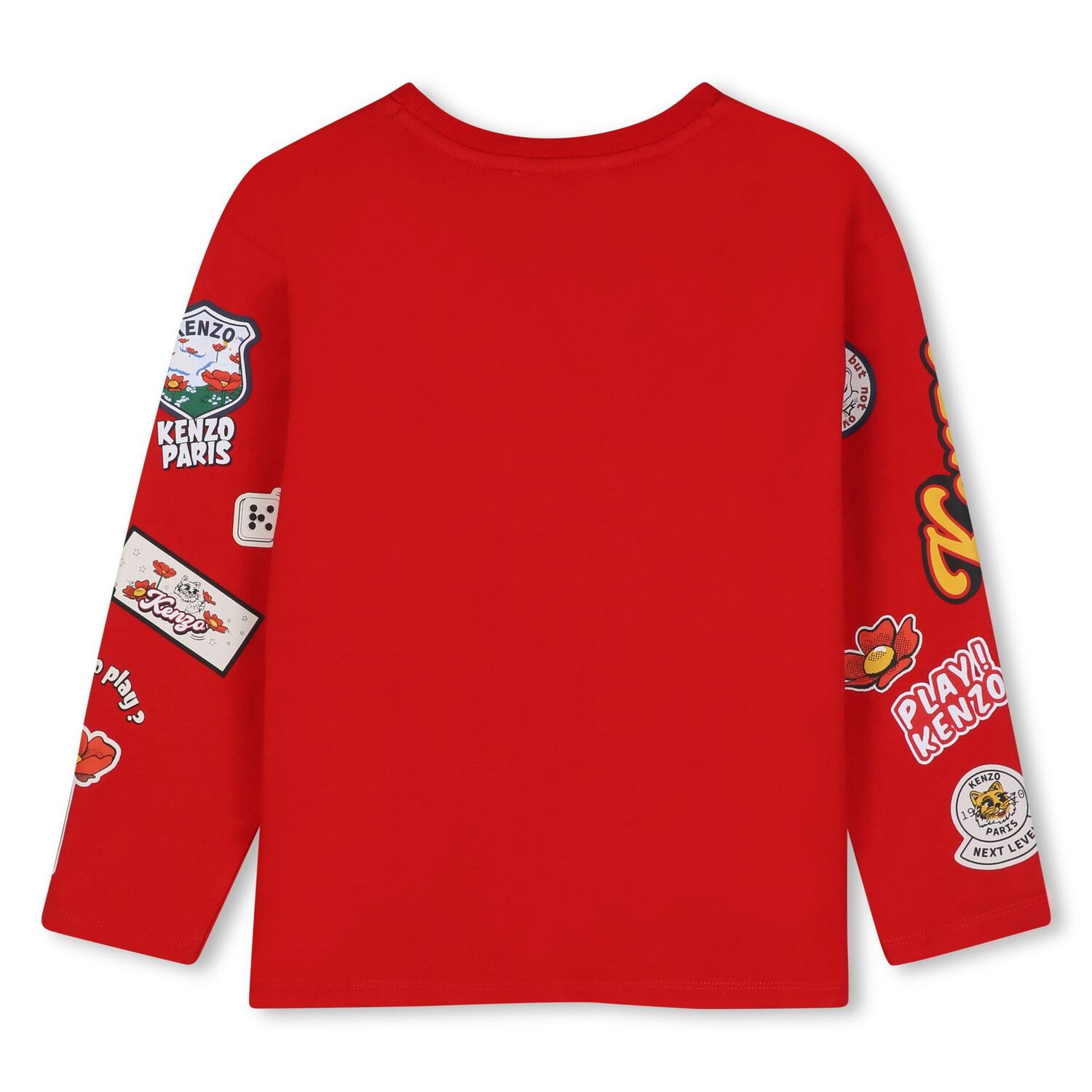 Girls Red Logo Long Sleeve Top, 1, hi-res