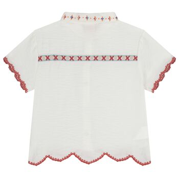 Girls Ivory Embroidered Shirt