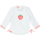 Baby Girls White Wild Strawberry Rash Vest UPF 50+, 1, hi-res