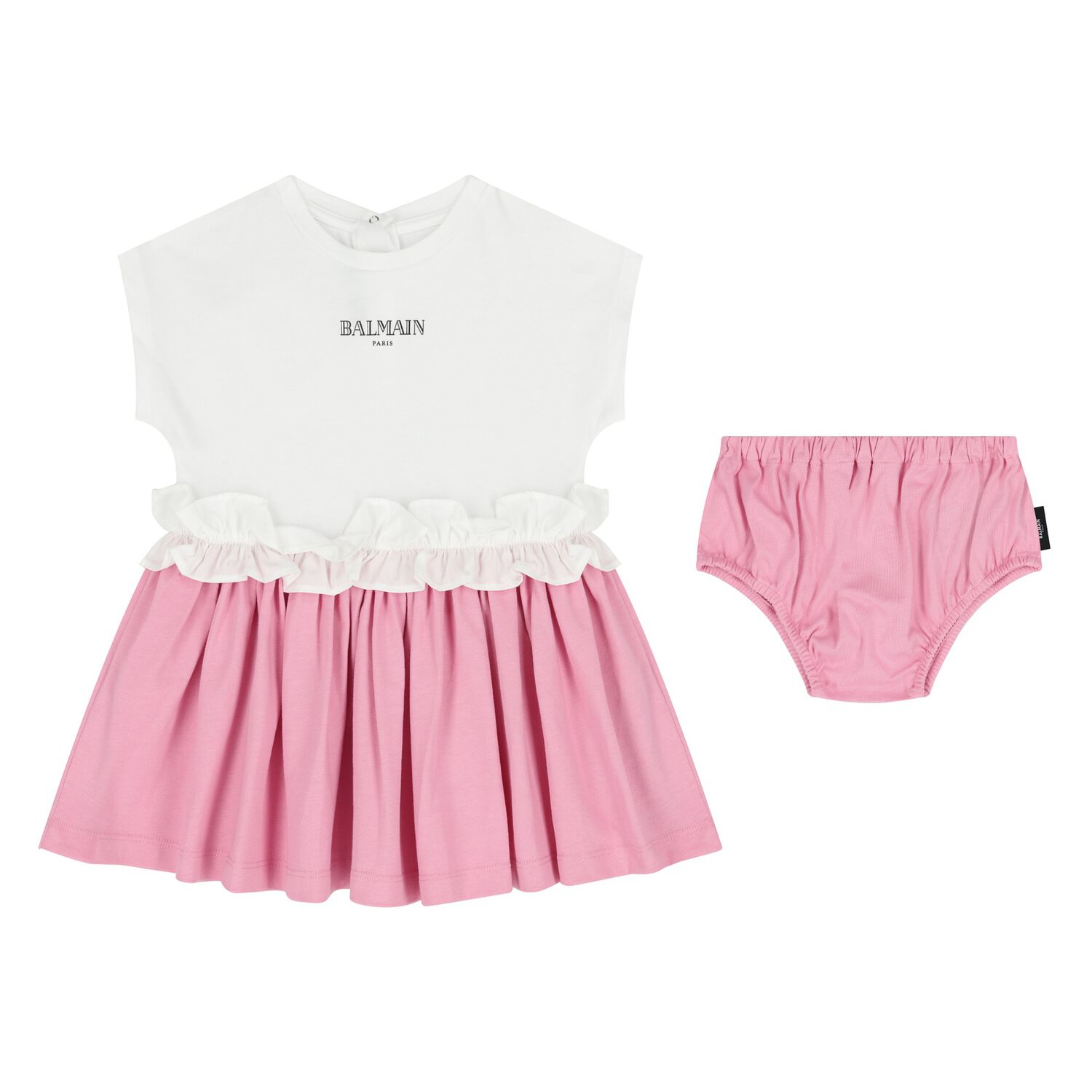 Baby Girls Pink & White Logo Dress Set, 1, hi-res