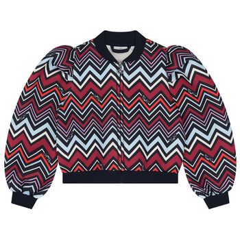 Girls Multi-Coloured Zig Zag Bomber Jacket