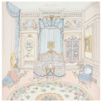 بطانية قماط بنات بطبعة الغرفة الفرنسية باللون الوردي 