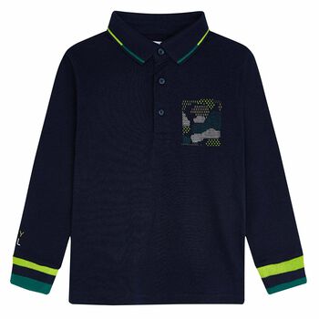 Boys Navy Abstract Polo Shirt