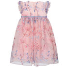 Girls Pink Embroidered Tulle Dress, 1, hi-res