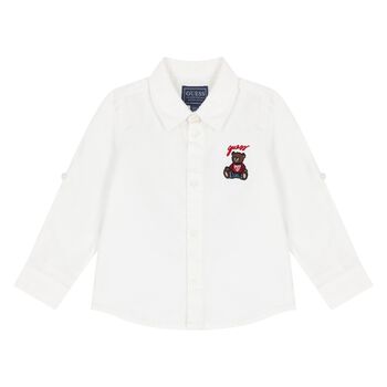 قميص أولاد بالشعار و طبعة الدب تيدي باللون الأبيض