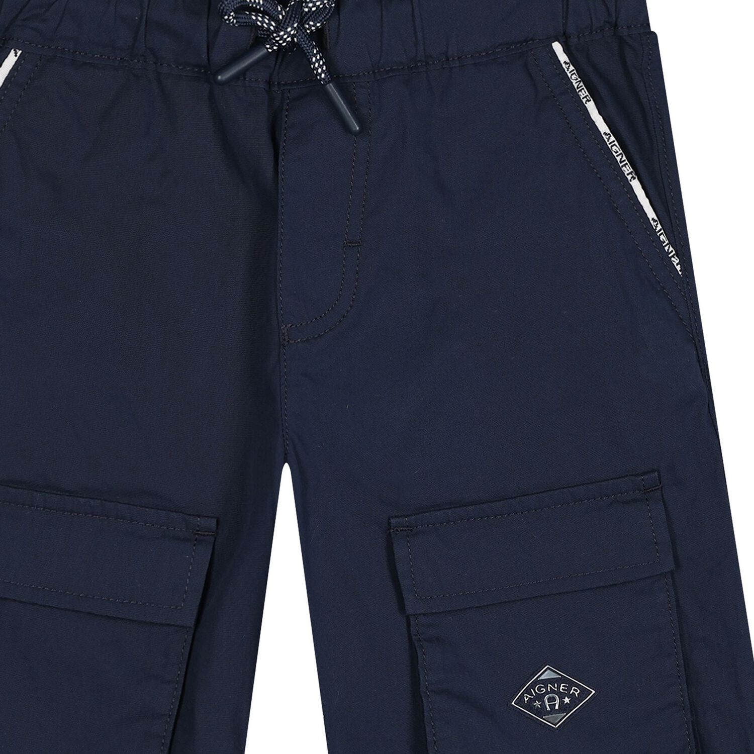 Boys Navy Blue Logo Shorts, 1, hi-res