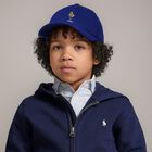 Boys Blue Polo Bear Cap, 1, hi-res