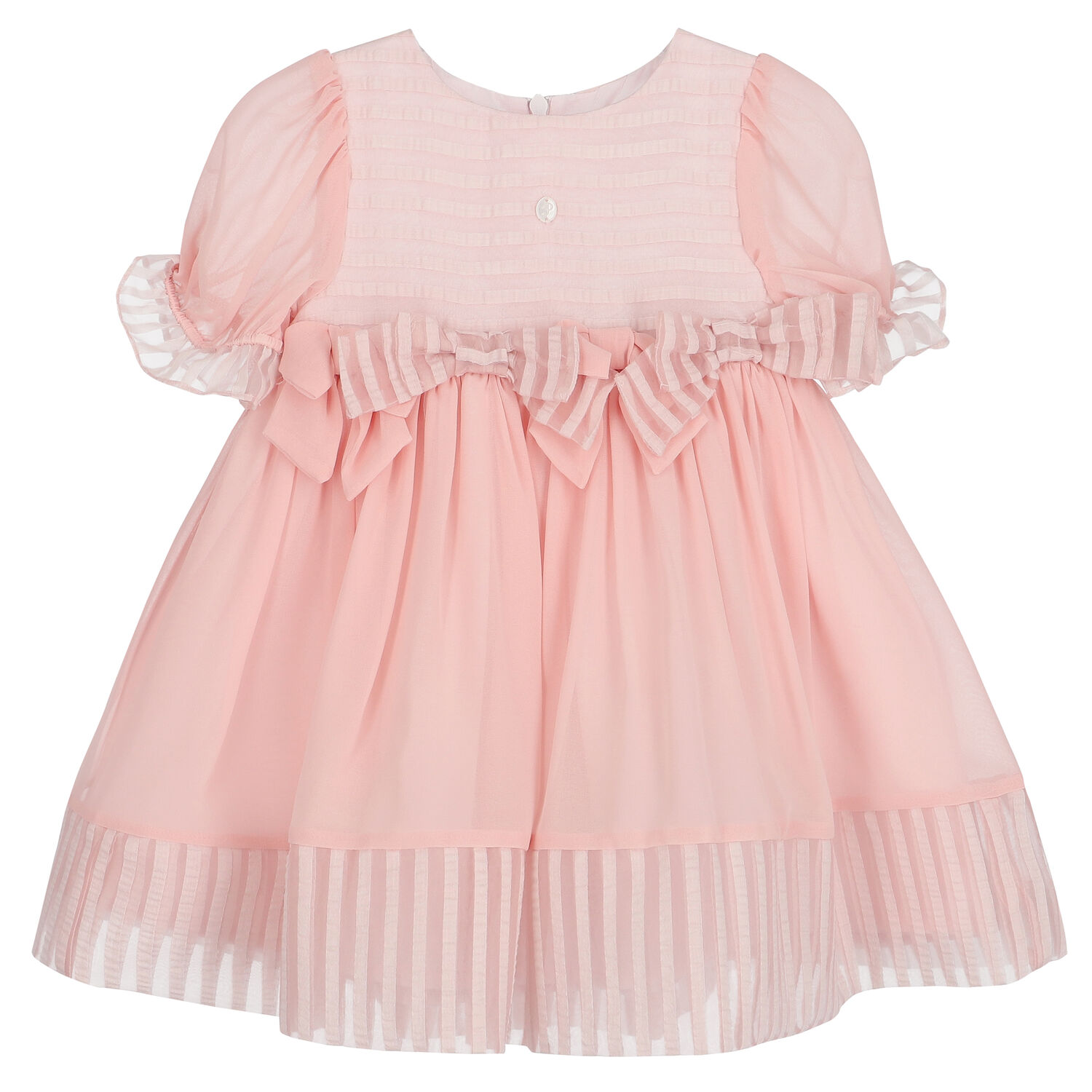 فستان بنات بفيونكة باللون الوردي, 2, hi-res