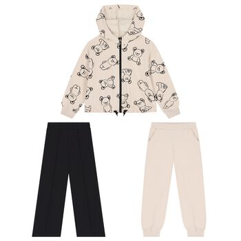 Mayoral Girls Ivory & Black Teddy Bear 3 Piece Tracksuit, 1 Girls Ivory & Black Teddy Bear 3 Piece Tracksuit
