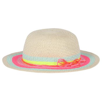Younger Girls Beige Straw Sun Hat