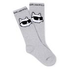 Girls Grey & White Choupette & Logo Socks ( 2 Pack ), 1, hi-res