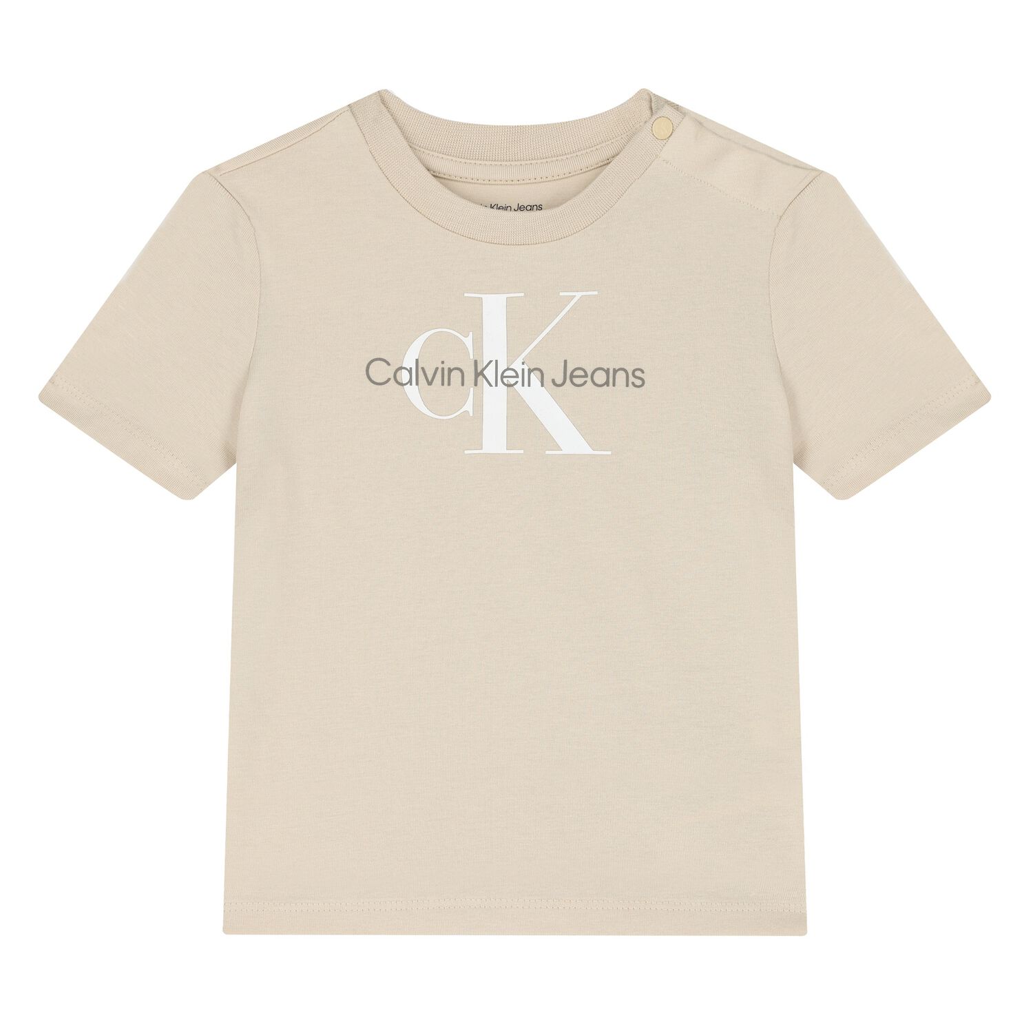 Beige Cotton Logo T-Shirt, 7, hi-res