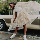 فستان بنات تول مزين بالترتر باللون البيج والعاجي, 1, hi-res