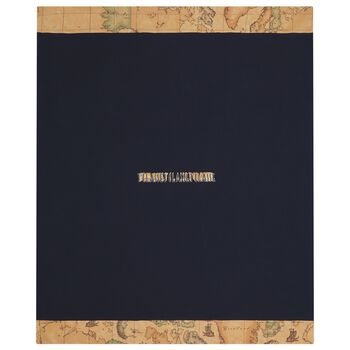 بطانية أطفال بنقشة خريطة جغرافية باللون الأزرق الداكن والبيج