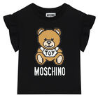 تيشيرت بشعار تيدي باللون الأسود للبنات, 1, hi-res