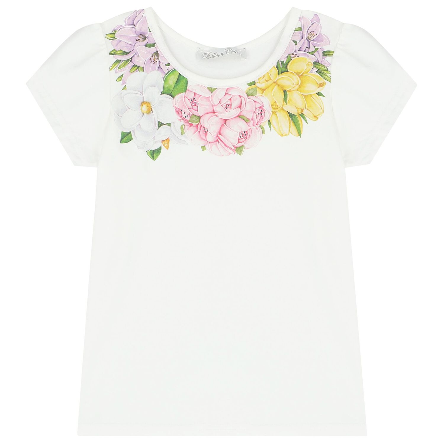 طقم بنات تنورة بطبعة الزهور باللون الأبيض والزهري, 1, hi-res image number null