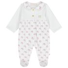 Baby Girls White Bow Logo Babygrow, 1, hi-res