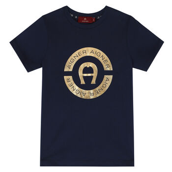 Boys Navy Blue Logo T-Shirt