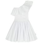 Girls White Ruffled Dress, 3, hi-res
