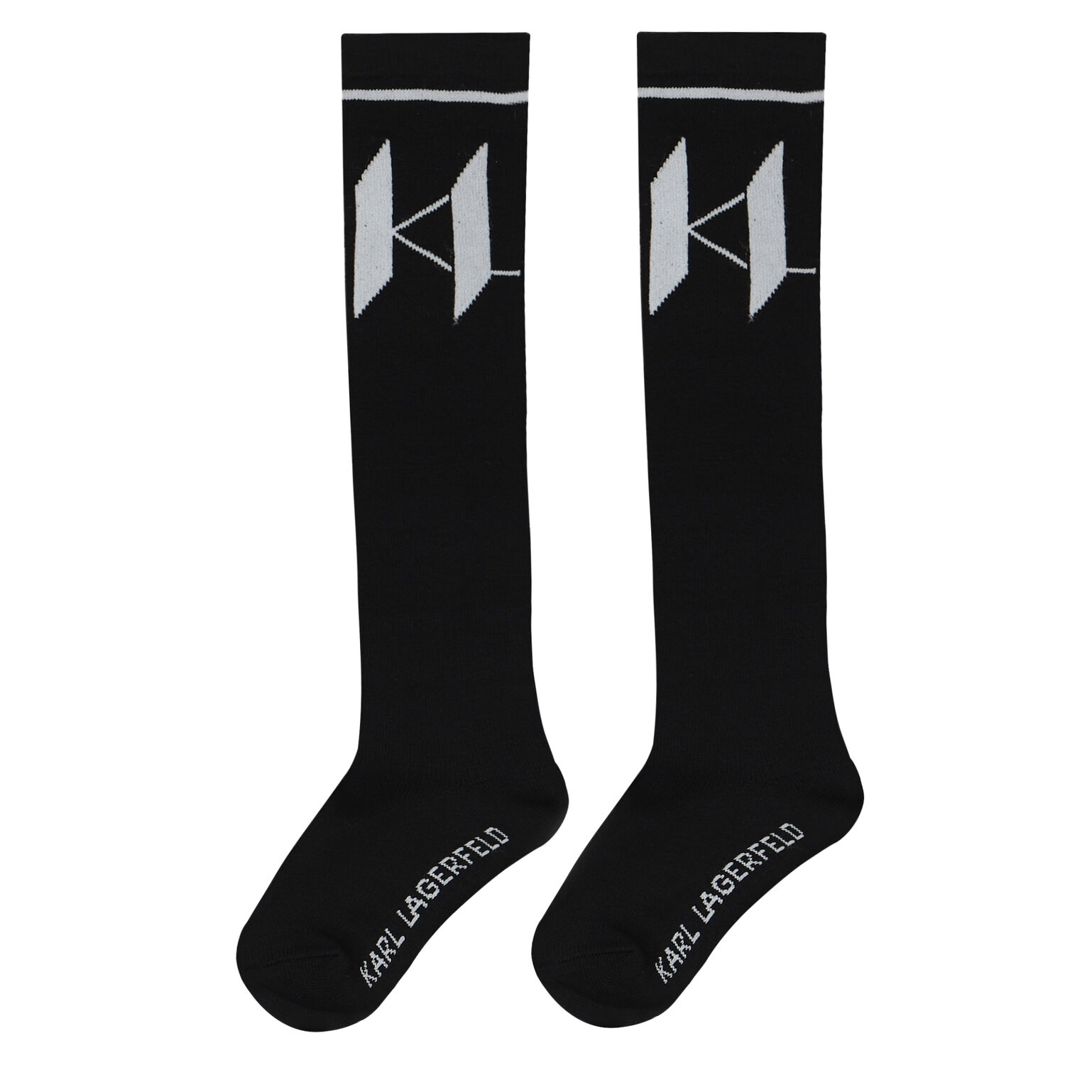 Girls Black Logo Socks, 1, hi-res