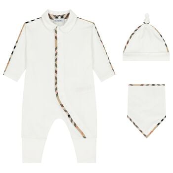 White Check Romper Gift Set