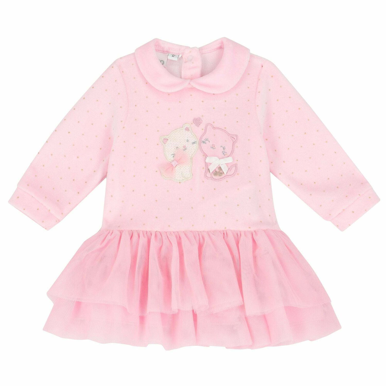 Baby Girls Pink Cat Dress, 1, hi-res