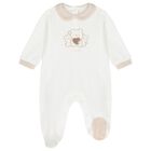 White & Beige Teddy Bear Babygrow, 1, hi-res