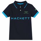 Boys Navy Logo Polo Shirt, 2, hi-res