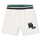 طقم أولاد شورت بالشعار باللون الكحلي والعاجي, 1, hi-res