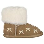 Girls Beige Suede Leather Bow Boots, 2, hi-res