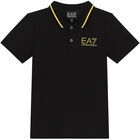 Boys Black Logo Polo Shirt, 3, hi-res