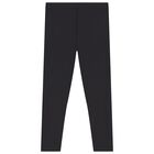 بنطال ضيق ناعم بشعار أسود للبنات, 1, hi-res