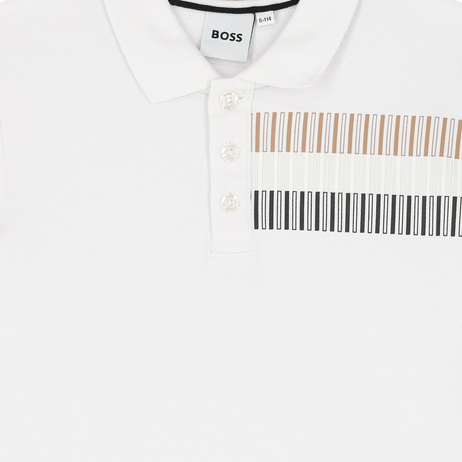 Boys White Logo Polo Shirt, 2, hi-res image number null