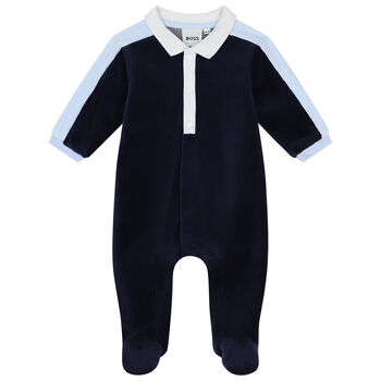 Baby Boys Navy Blue Logo Polo Babygrow